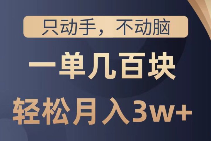 只动手不动脑，一单几百块，轻松月入2w+，看完就能直接操作，详细教程网创吧-网创项目资源站-副业项目-创业项目-搞钱项目网创吧