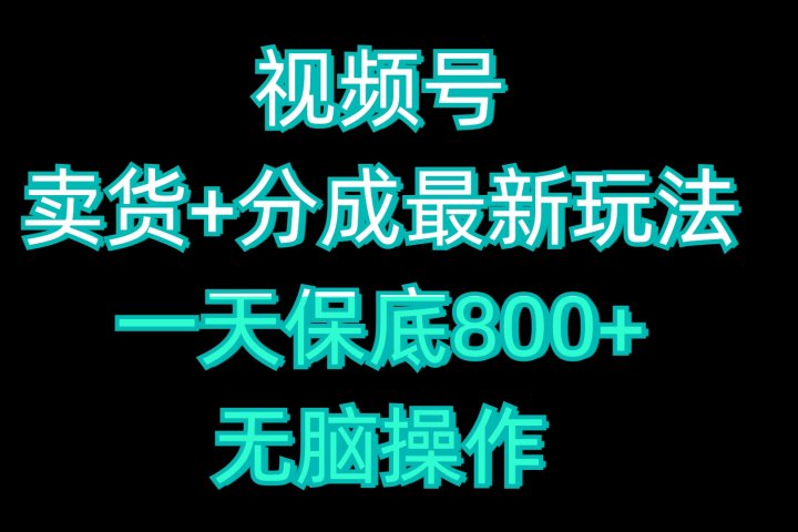 视频号卖货+分成最新玩法，一天保底800+，无脑操作网创吧-网创项目资源站-副业项目-创业项目-搞钱项目网创吧