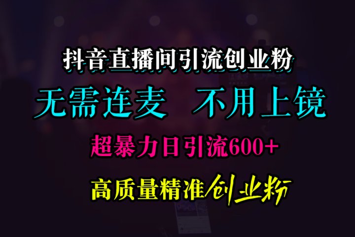 抖音直播间引流创业粉，无需连麦、无需上镜，超暴力日引流600+高质量精准创业粉网创吧-网创项目资源站-副业项目-创业项目-搞钱项目网创吧