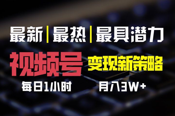 视频号变现新策略，每日一小时月入30000+网创吧-网创项目资源站-副业项目-创业项目-搞钱项目网创吧
