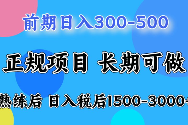 刚上手日收益300-500左右，熟悉后日收益1500-3000网创吧-网创项目资源站-副业项目-创业项目-搞钱项目网创吧