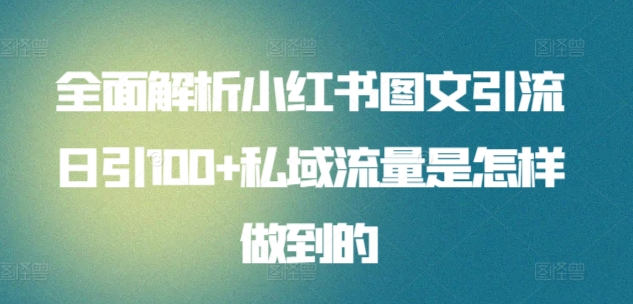图片[1]网创吧-网创项目资源站-副业项目-创业项目-搞钱项目暴力引流 小红书图文引流日引100私域全面拆解【打粉人必看】网创吧-网创项目资源站-副业项目-创业项目-搞钱项目网创吧