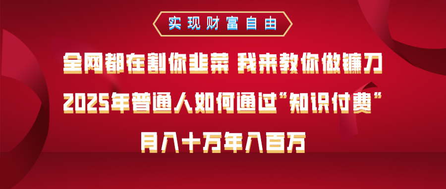 全网都在割你韭菜 我来教你做镰刀，2025年普通人如何通过知识付费，月入十万年入百万–实现财富自由网创吧-网创项目资源站-副业项目-创业项目-搞钱项目网创吧