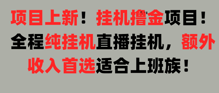 项目上新！挂机撸金项目！全程纯挂机直播挂机，额外收入首选，适合上班族！网创吧-网创项目资源站-副业项目-创业项目-搞钱项目网创吧